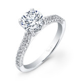 Uneek Round Diamond Engagement Ring with U-Pave Upper Shank and Milgrain Accents - USM025-6.5RD photo