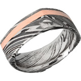 Lashbrook Black Rose & White Damascus Steel 8mm Men's Wedding Band - D8FSQ12OCWOODGRAIN_14KR+ACID photo