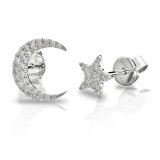 Meira T White Gold Moon and Star Earrings photo