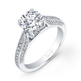 Uneek Round Diamond Engagement Ring with Three-Sided Micropave Upper Shank and Milgrain Edging - USM023-7.5RD photo