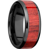 Lashbrook Black Zirconium Hardwood 8mm Men's Wedding Band - ZHW8B15(NS)_REDHEART+POLISH photo2