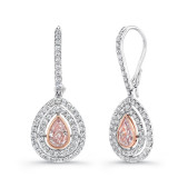 Uneek Pear-Shaped Pink Diamond Double Halo Dangle Earrings - LVE258 photo