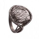 Meira T Black Rhodium Quartz and Diamond Cocktail Ring photo