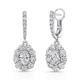 Uneek Oval Diamond Drop Earrings with Scallop-Illusion Diamond Halos - LVE1015OV photo
