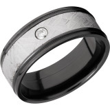 Lashbrook Black Zirconium Meteorite 8.5mm Men's Wedding Band - Z8.5FGEW2UMIL15_METEORITEDIA.05B+POLISH photo