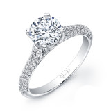 Uneek Round Diamond Non-Halo Engagement Ring with Three-Sided Pave Upper Shank - USM03-6.5RD photo