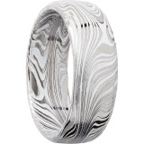 Lashbrook Black & White Damascus Steel 8mm Men's Wedding Band - D8DBMARBLE+POLISH+WHITEALL photo2