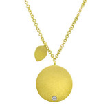 Meira T Yellow Gold and Diamond Engravable Disc Necklace photo