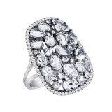 Meira T Silver Cocktail Ring with White Topaz and Diamonds photo
