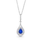Uneek Pear-Shaped Blue Sapphire Pendant with Diamond Double Halo - LVPDN2026S photo