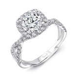 Uneek Round-Diamond-on-Cushion-Halo Engagement Ring with Double Pave Infinity-Style Crisscross Shank - SM818CU-6.5RD photo