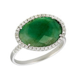 Meira T White Gold Rough Emerald and Diamond Ring photo