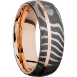 Lashbrook Black Rose & White Damascus Steel 8mm Men's Wedding Band - 14KRSLEEVED8D11OCTIGER_14KR+SATIN_ACID photo2