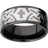 Lashbrook Black Zirconium 9mm Men's Wedding Band - Z9FMCT_CROSSES+BEAD_POLISH photo2