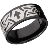 Lashbrook Black Zirconium 9mm Men's Wedding Band - Z9FMCT_CROSSES+BEAD_POLISH photo