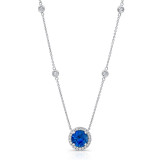 Uneek Round Blue Sapphire Pendant with Round Diamond Halo - LVN683RDBS photo