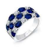 Uneek Three-Row Oval Blue Sapphire and Round Diamond Band - LVBLG0531S photo