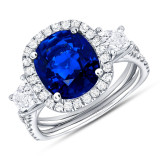 Uneek Sapphire-and-Diamond Three-Stone Engagement Ring with Cushion-Cut Center and Pave Double Shank - LVS983CUBS photo