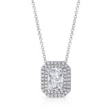 Uneek Radiant-Cut Diamond Pendant with Double Halo - NEK159 photo