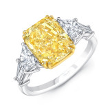 Uneek Radiant Fancy Yellow Diamond Engagement Ring - R011U photo