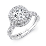 Uneek Round Diamond Engagement Ring with Staggered Double Halo and Pave Double Shank - LVS995RD-6.5RD photo