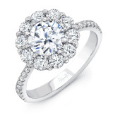 Uneek Round Diamond Engagement Ring with Floral-Inspired Shared-Prong Diamond Halo - LVS1015RD photo