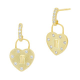 Freida Rothman Locked In Love Charm Earrings - YZE020452B-14K photo