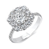 Uneek Radiant-Cut Diamond Engagement Ring with Floral-Inspired Shared-Prong Halo - LVS1015RAD photo