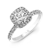 Uneek Round-Diamond-on-Cushion-Halo French Cut Engagement Ring - SWS221CU-6.5RD photo
