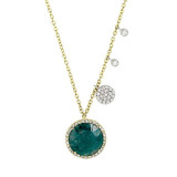 Meira T Yellow Gold and Diamond Rough Emerald Necklace photo