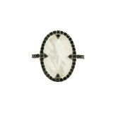 Freida Rothman Industrial Finish Mother Of Pearl And Pave Cocktail Ring - IFPKMR44-7 photo