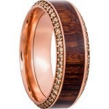 Lashbrook 14k Rose Gold Hardwood 8.5mm Men's Wedding Band - 14KRHW8.5HB14.5_NATCOCOBETERNITYCHOCDIA.01BEAD+POLISH photo2