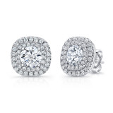 Uneek Round Diamond Stud Earrings with Dreamy Cushion-Shaped Double Halos - LVE923W-5.0RD photo