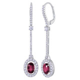 Uneek Oval Ruby Spoon Dangle Earrings with Pave Diamond Halos - LVEMT0096R photo