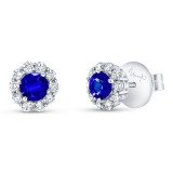 Uneek Round Blue Sapphire Diamond Earrings - LVE2077SRI photo