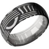 Lashbrook Black & White Damascus Steel 8mm Men's Wedding Band - D8DBASKETWEAVE+ACID photo