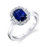Uneek Cushion Blue Sapphire Engagement Ring - LVS1049CUBS photo
