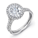 Uneek Oval Diamond Halo Engagement Ring with Pave Double Shank - LVS925-8X6OV photo