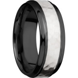 Lashbrook Black & White Zirconium 8mm Men's Wedding Band - Z8B14(S)_SS+HAMMER_POLISH photo2