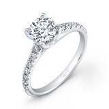 Uneek Round Diamond No-Halo Engagement Ring with Graduated Melee Diamonds U-Pave Set on Upper Shank - USM034-6.5RD photo