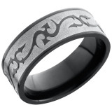 Lashbrook Black Zirconium 8mm Men's Wedding Band - Z8F_THORNS+BEAD_POLISH photo