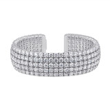 Uneek 5-Row Round Diamond Open Cuff Bracelet - BA038 photo