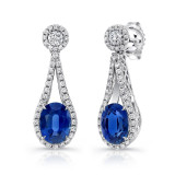 Uneek Oval Blue Sapphire Earrings with Teardrop-Shaped Diamond-and-Filigree Frames - LVE927 photo