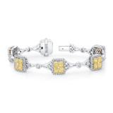 Uneek Radiant-Cut Yellow Diamond Cluster Bracelet with Geometric Motif - LBR184 photo