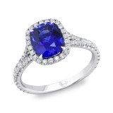 Uneek Cushion-Cut Sapphire Halo Engagement Ring - LVS980CU photo