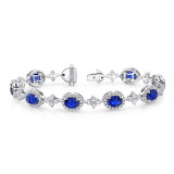 Uneek Oval Sapphire Bracelet with Floret-Shaped Diamond Cluster Links - LBR188OV photo