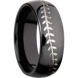 Lashbrook Black Zirconium 8mm Men's Wedding Band - Z8D_BASEBALL+POLISH photo2