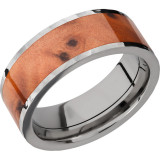 Lashbrook Titanium Hardwood 8mm Men's Wedding Band - HW8F16_THUYABURL+HAMMER+POLISH photo