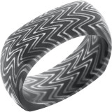 Lashbrook Black & White Damascus Steel 8mm Men's Wedding Band - D8DSQZEBRA+ACID photo