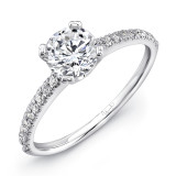 Uneek Round Diamond Non-Halo Engagement Ring with Simple U-Pave Upper Shank - USM029-6.5RD photo